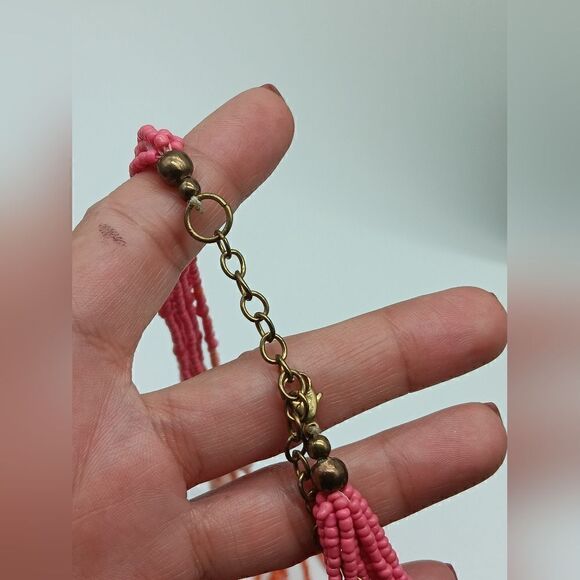 EL - Coral Beaded Ombre 20" 7 Strand Necklace & Matching Drop Earrings Set - Picture 7 of 14